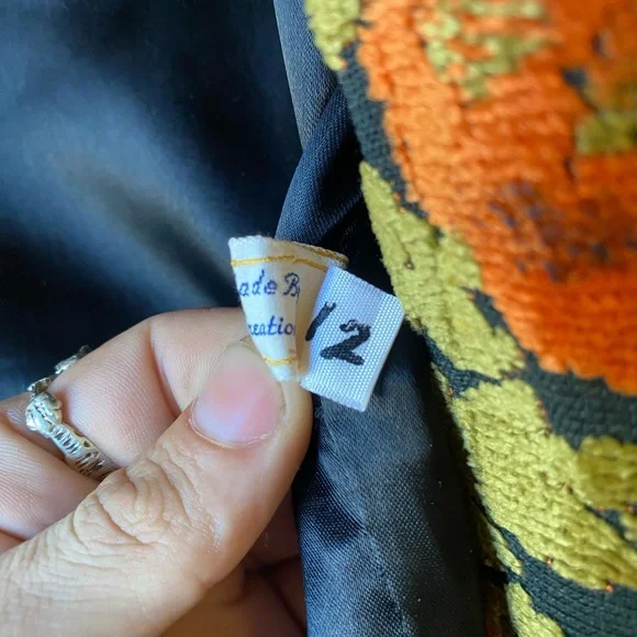 Trend Creations Handmade Floral Sleeveless Jacket Vest 70s Orange Green - Picture 6 of 9